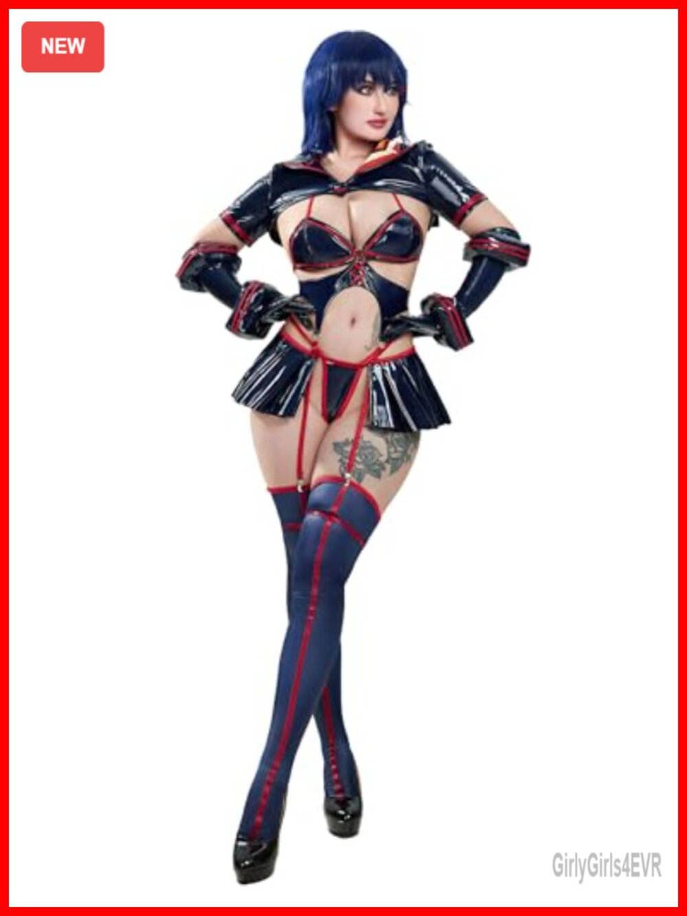 Cosplay Costume Set Bodysuit Top Skirt PU Leather Faux Leather